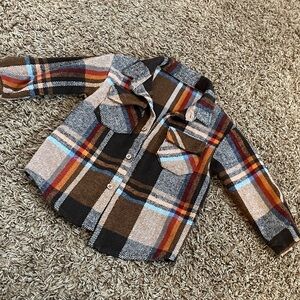 Plaid Kids Shirt - Brown, Blue, and White